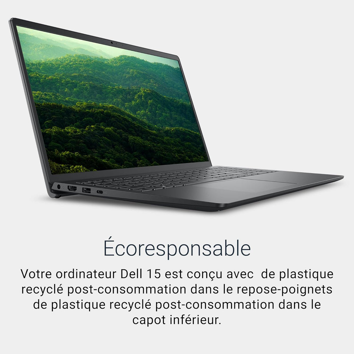Dell 15 PC Portátil DC15255 15,6" FHD (1920 x 1080) 120 Hz, Procesador AMD Ryzen 5 7520U, Gráficos Radeon 610M, 8 GB LPDDR5, 512 GB SSD, Windows 11 Home, Teclado AZERTY - Negro Carbón