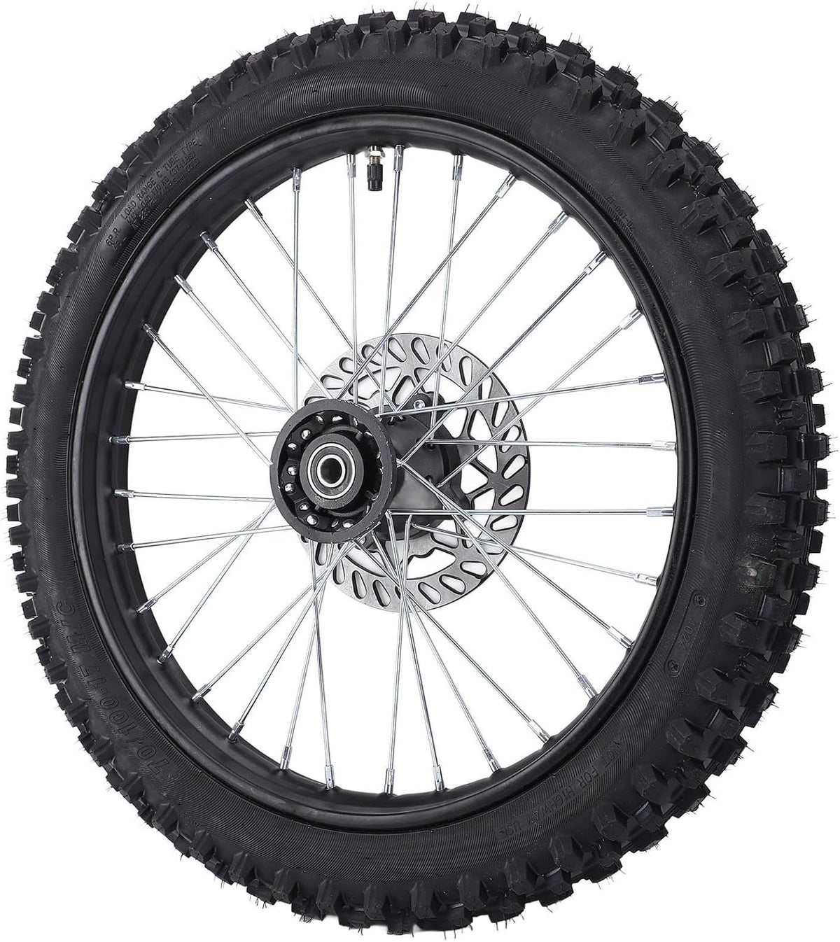 HUIOP Conjunto de llanta y neumático de rueda delantera de 17 pulgadas, cámara de aire 70/100-17 2.75-17, de 12 mm con rotor de freno para Dirt Pit Bike, optimizando el rendimiento con