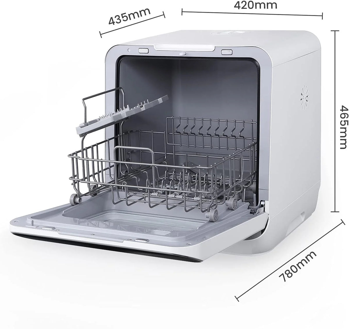 COMFEE' Mfd42S110W-It zmywarka wolnostojąca z 3 kocami, 7 programami, dotykiem sterowania, wyświetlaczem LED, opóźnionym startem i funkcją prania poza sezonem, biały