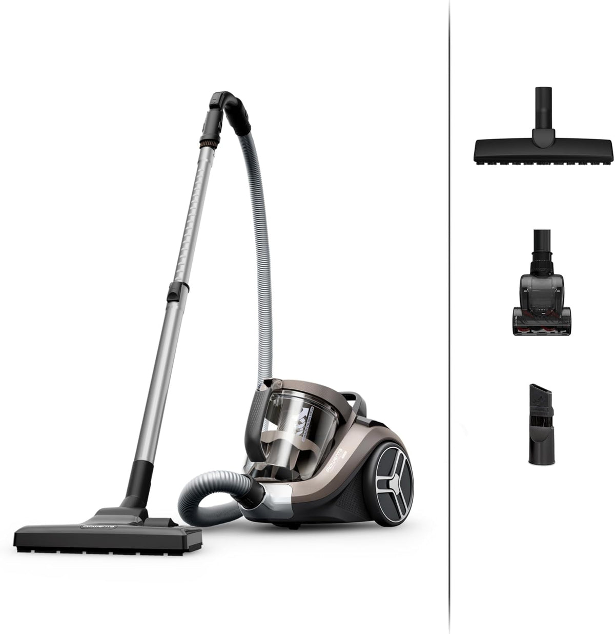 Aspirateur sans sac Rowenta Compact Power XXL Animal, Moteur basse consommation 900W max, Haute filtration, Bac à poussière 2,5L, Compact, RO4B50EA, Gris
