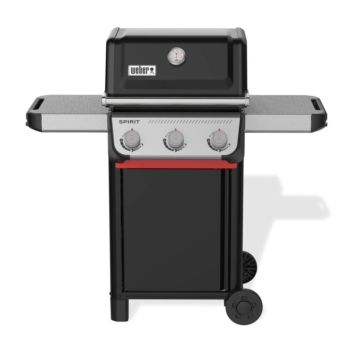 Barbacoa de gas Weber Spirit E310, 3 quemadores, encendido SnapJet, ruedas, rejilla de calentamiento, superficie de cocción de 51x46 cm, negro y plateado