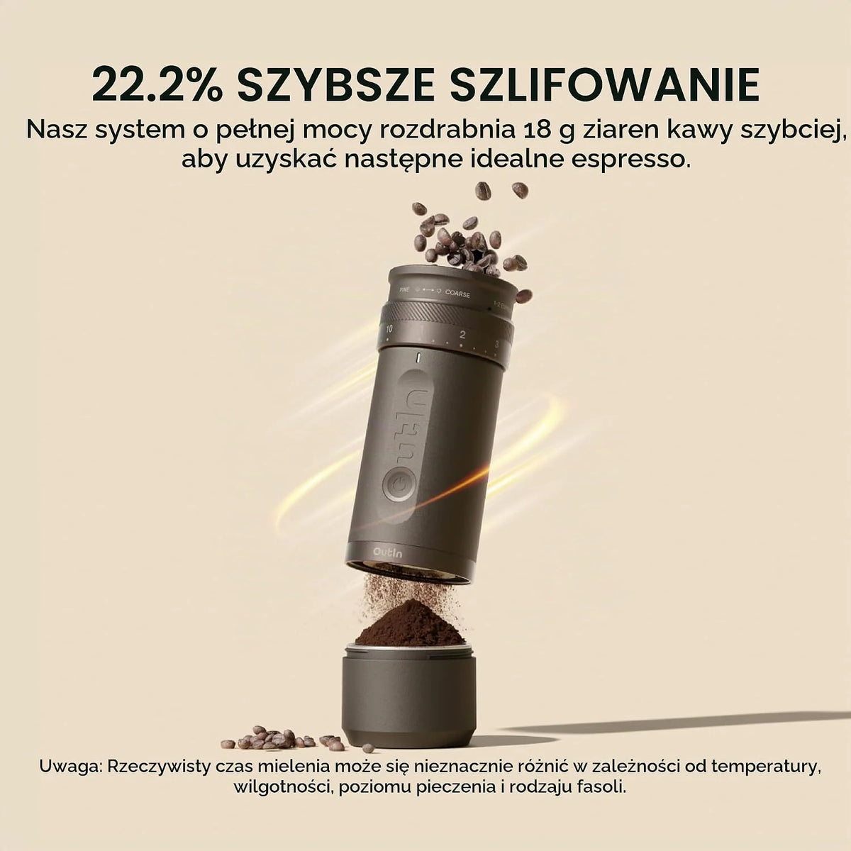 OutIn Fino Elektryczny młynek żarnowy do kawy, Sandstone White