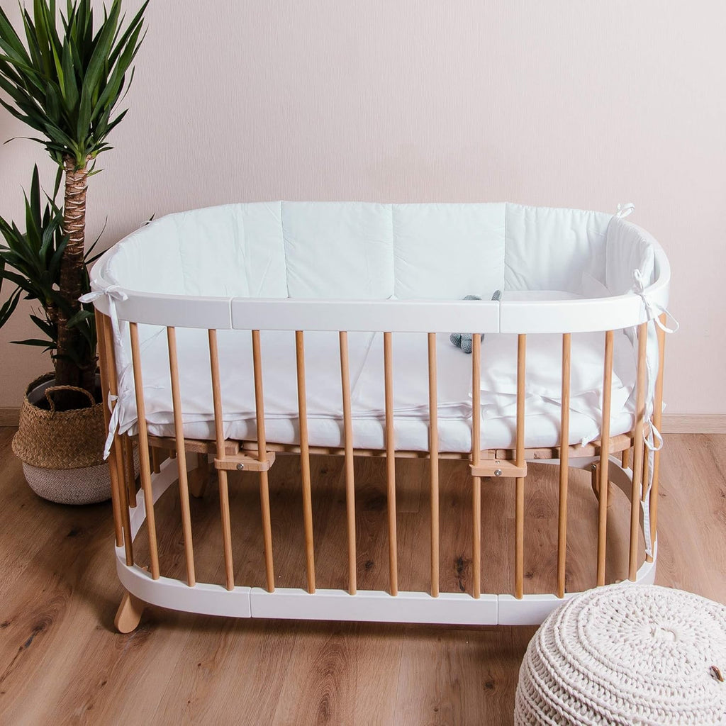 Cuna 7 en 1 tweeto®: cuna de madera evolutiva | cuna de colecho y cuna de barrotes de altura regulable | convertible en cama infantil y parque de juegos (haya natural)