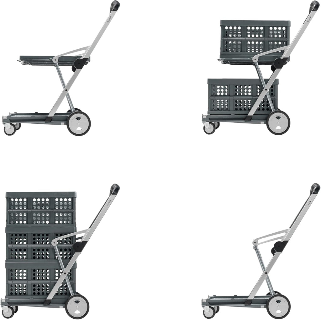 Carros plegables, funcionales y versátiles | Carro plegable móvil | Carrito de la compra con caja de almacenamiento (negro)