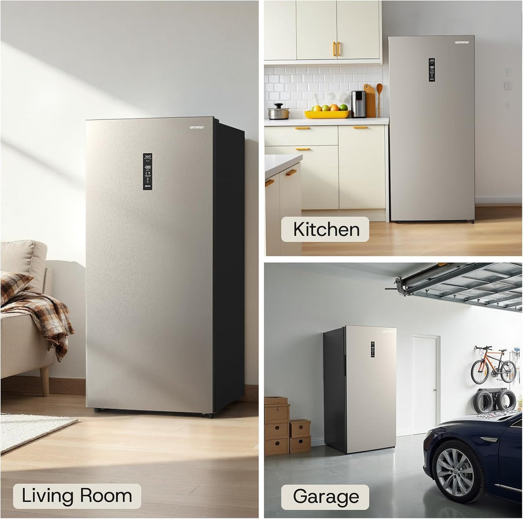 Congelador vertical Upstreman de 14.0 pies cúbicos, congelador convertible a refrigerador con control electrónico inteligente, sin escarcha (frost-free), Energy Star, funcionamiento silencioso, congelador de pie para hogares, oficinas y garajes - UF14
