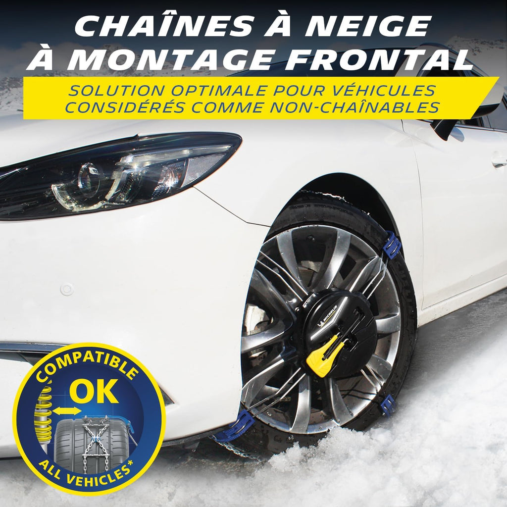 MICHELIN FAST GRIP Cadenas de nieve de montaje frontal n.º 90 - Vehículos no encadenables - Compatibles con sistemas ABS ESP - Tensión automática - Montaje en 2 minutos - Adherencia óptima en nieve y hielo