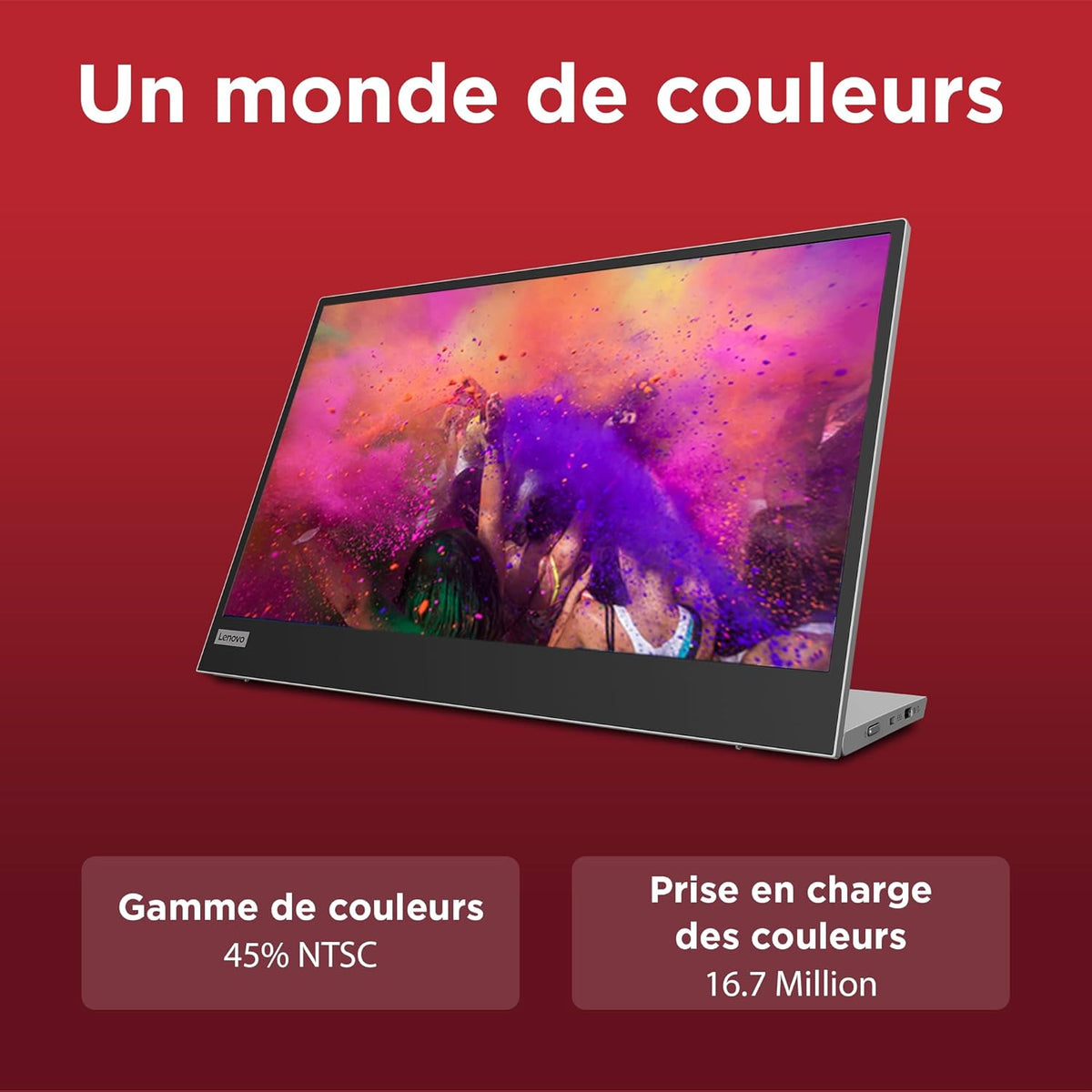 Monitor portátil Lenovo L15 (A21156FX0), pantalla de 15,6" (Full HD, IPS, 60 Hz, 6 ms, 2 entradas USB-C, cable a USB-C, inclinación ajustable) - Gris