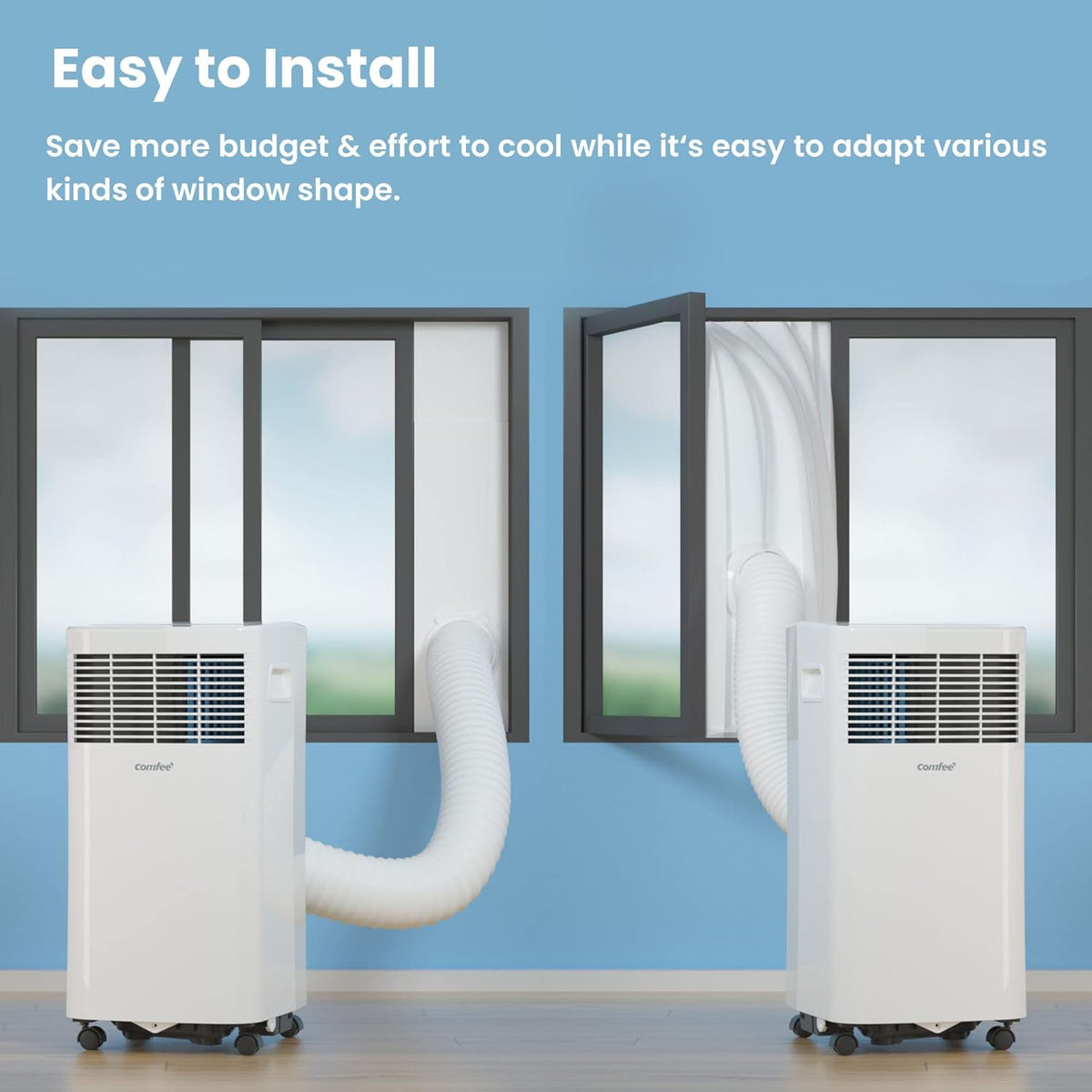 Aire acondicionado portátil Comfee MPPH-09CRN7, 9000 BTU 2,6kW, refrigeración, ventilación y deshumidificación, para habitaciones de hasta 88m³ (33㎡), aire acondicionado portátil con tubo de escape