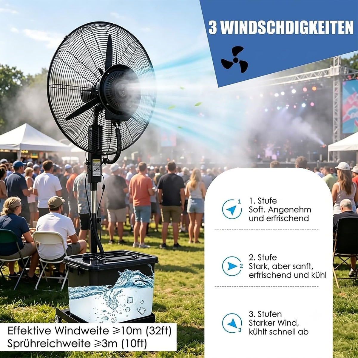 Ventilador nebulizador industrial mejorado 2026 con depósito de agua de 42 L, ventilador de pulverización para exteriores de altura ajustable, enfriador nebulizador oscilante con ruedas para terraza, fábrica, jardín y almacén
