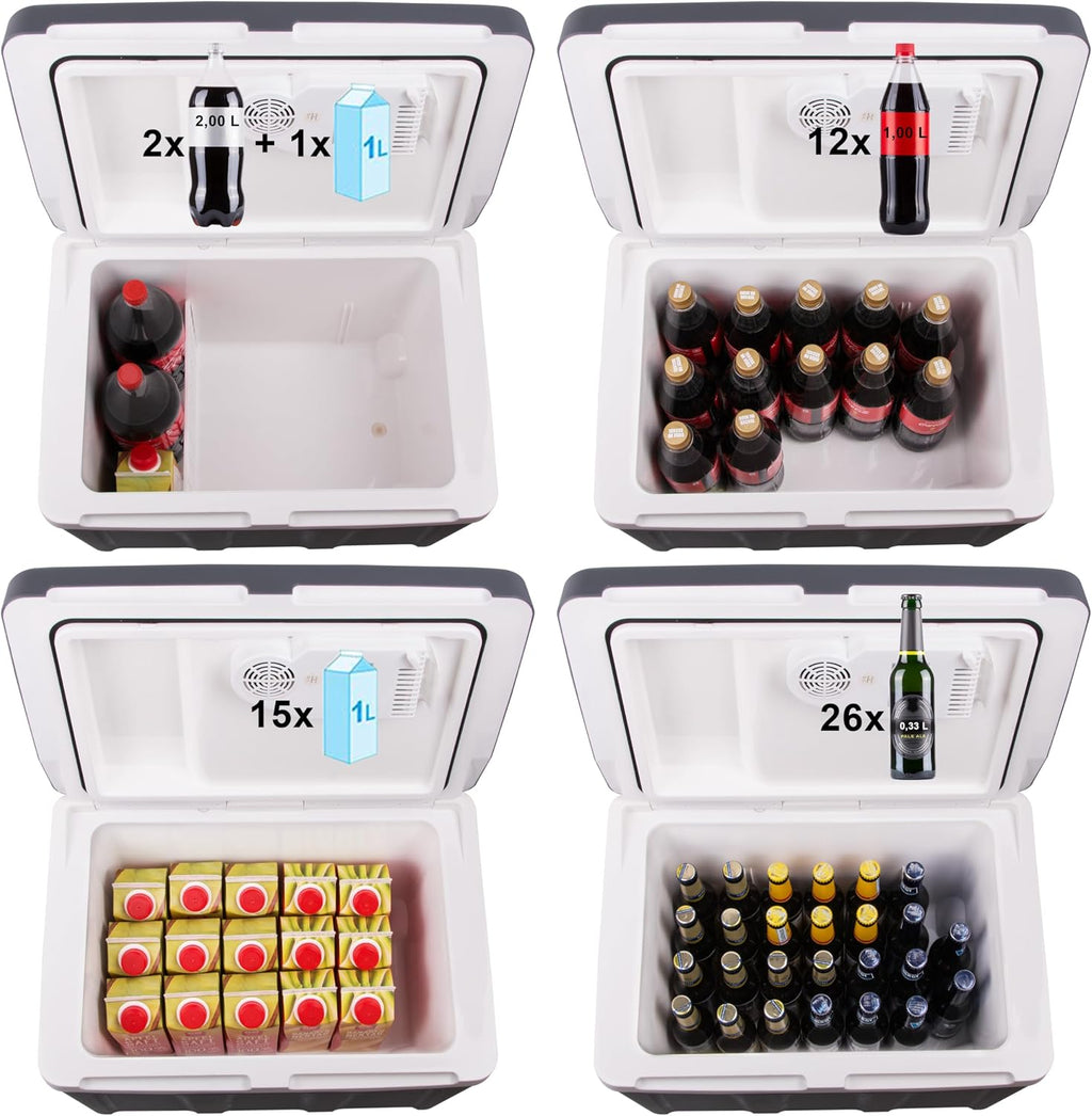 Nevera portátil eléctrica de 45 litros, 12V 230V, FUNCIÓN FRÍO y CALOR, nevera termoeléctrica con ruedas para coche y camión, mininevera, caja térmica para coche, barco, camping, silenciosa, modo ECO