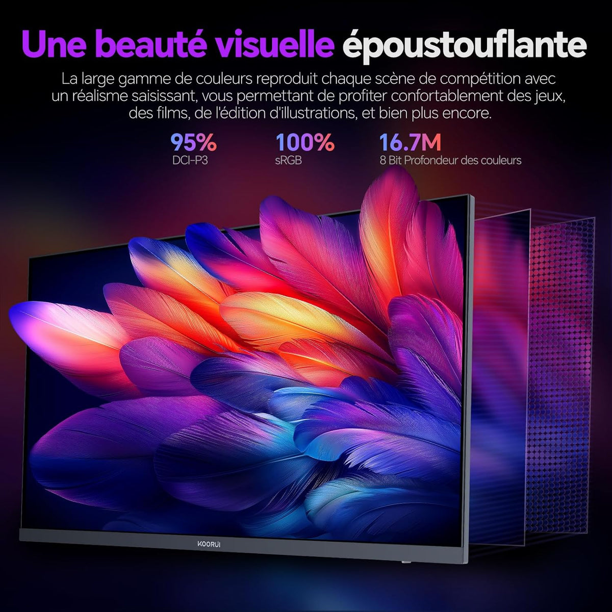 Monitor Gamer KOORUI G2721P de 27 pulgadas - Pantalla gaming QHD 1440P IPS de 200 Hz, 1 ms, HDR400, Adaptive Sync, compatible con VESA 75x75 mm, HDMI 2.0/DP 1.4