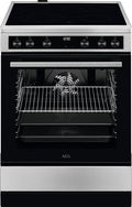 Cocina independiente AEG con placa vitrocerámica 60 cm/zona paellera/zona de cocción multianillo/mandos escamoteables/control táctil/función grill/pantalla con reloj/A / CCB644OCBM