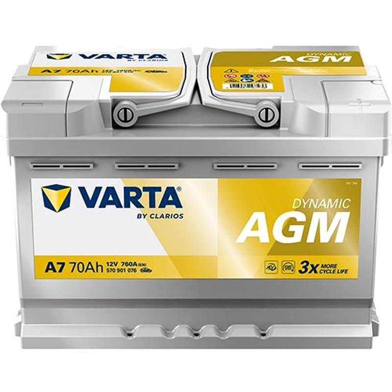 Batería 12V 70Ah 760A A7 Varta Dynamic AGM 570901076K262
