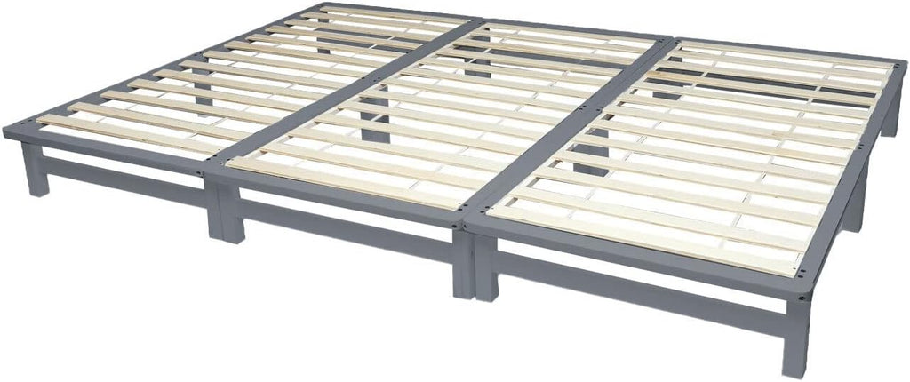 Homestyle4u Cama familiar 270x200 cm, cama de palés de madera maciza, gris | Modular de 3x 90x200 cm – incl. somier, pino macizo, altura 28 cm, para dormitorio y habitación infantil