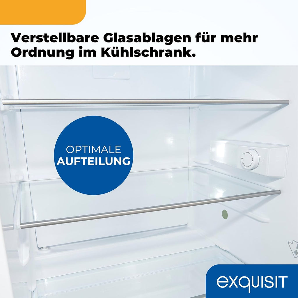 Refrigerador Exquisit sin congelador, 133 litros, frigorífico de una puerta independiente, sentido de apertura de puerta reversible, KS516-V-H-010D blanco