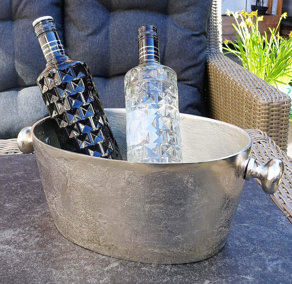 MichaelNoll Chłodziarka do szampana, chłodziarka do wina, chłodziarka do butelek, aluminium, srebrna – chłodziarka do szampana, wina i szampana – 31 cm