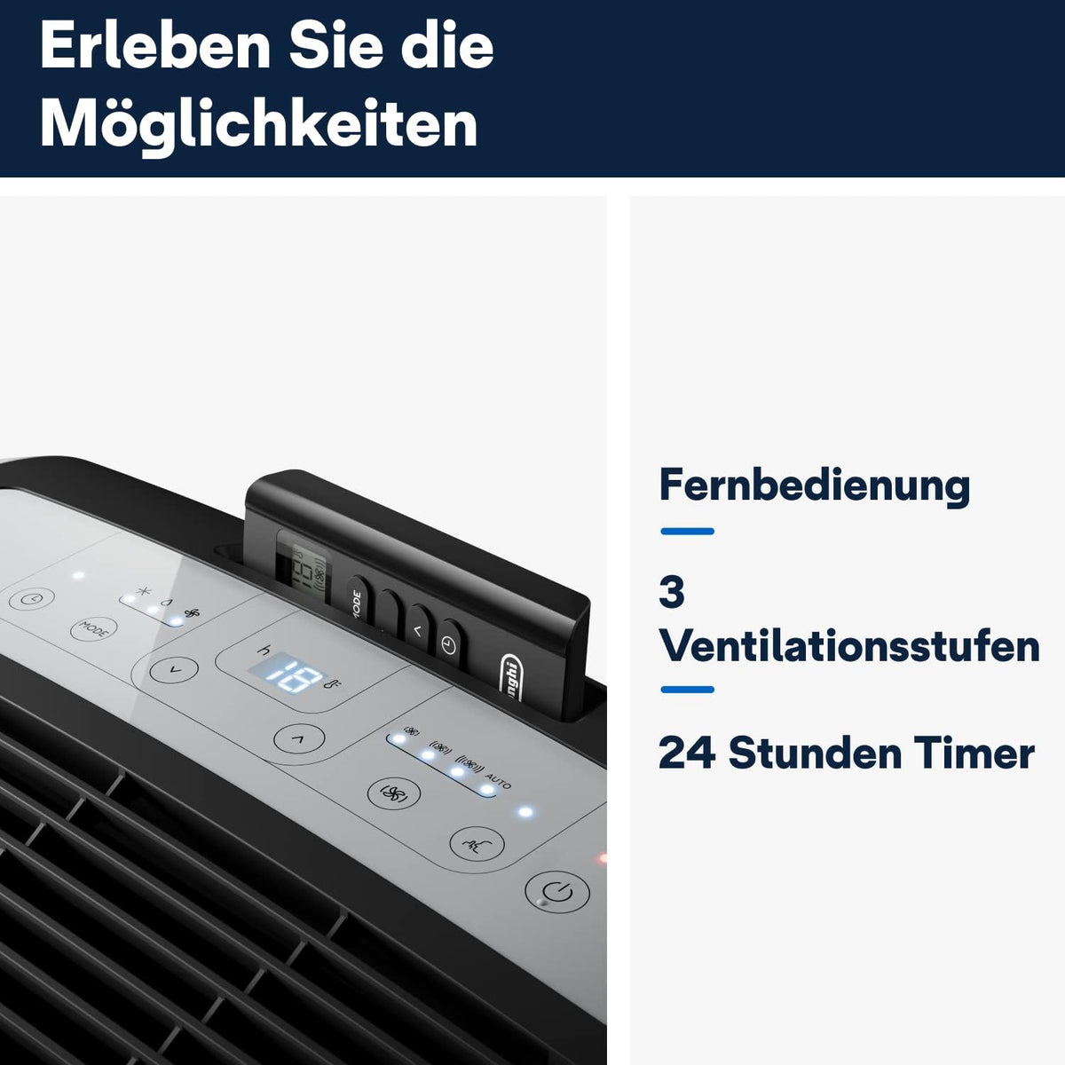 De'Longhi Pinguino - Aire acondicionado portátil, para habitaciones de hasta 29 m², con deshumidificador y ventilador, 9800 BTU, funcionamiento silencioso, mando a distancia, temporizador 24h, clase de eficiencia energética A (PACEM90)