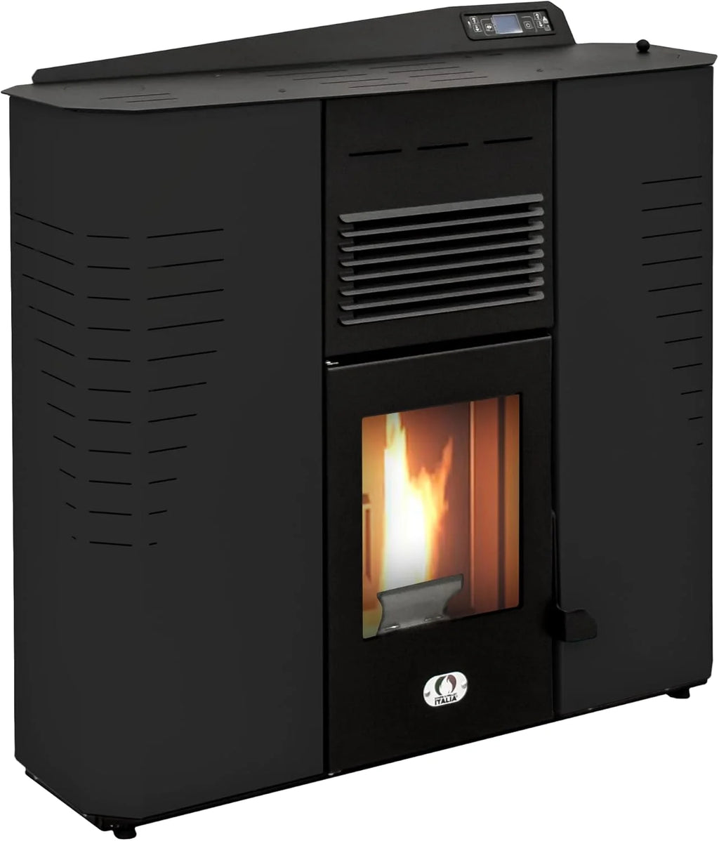 STUFE A PELLET ITALIA - Marmolada 14 kW - Wydajność 92%, Ogrzewa 130 m², 5 prędkości i mocy, autonomia 19 h, programowalny, CZARNY