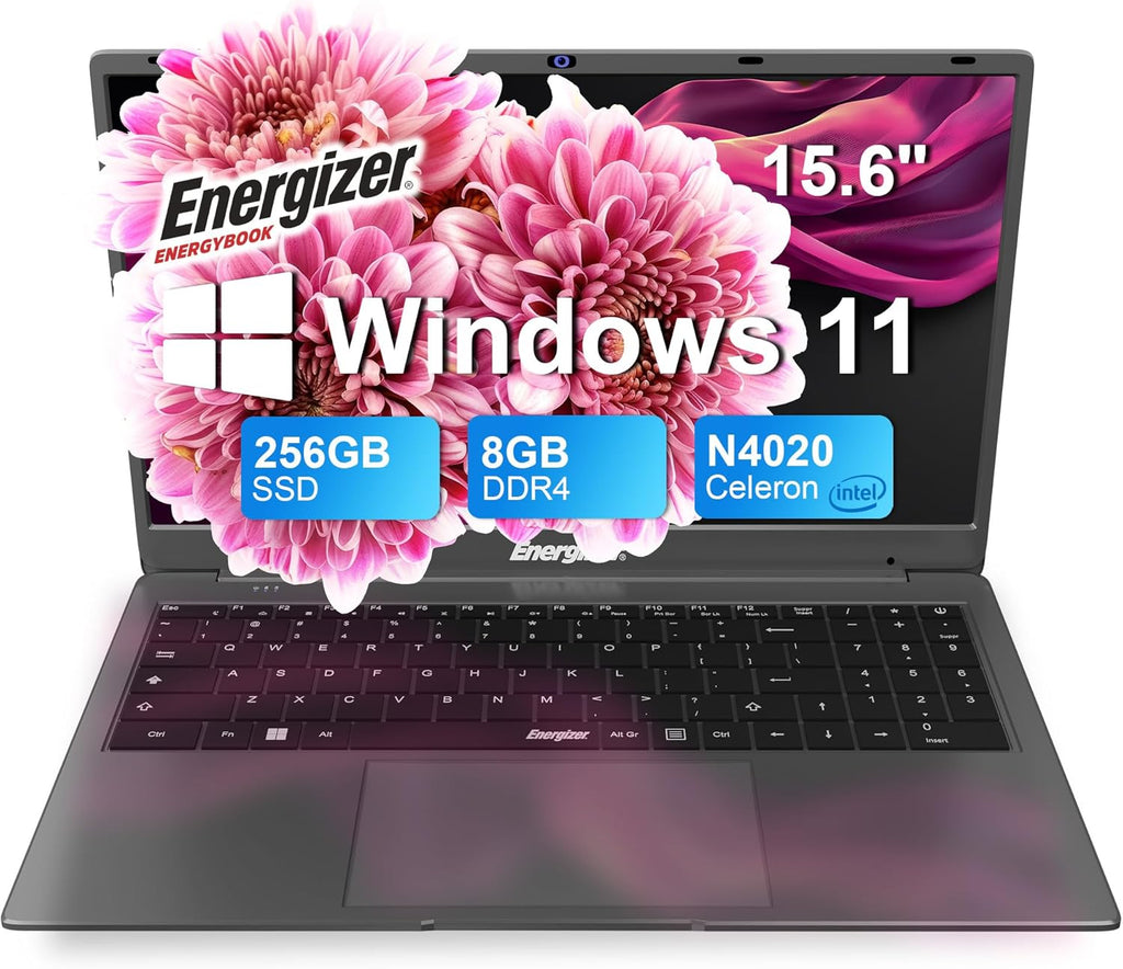Energizer EnergyBook - Ordenador portátil 15,6'' HD+, 8 GB de RAM, SSD 256 GB, PC portátil Intel Celeron, UHD Graphics, Windows 11, portátil gris, teclado AZERTY (francés), USB 3.0, HDMI