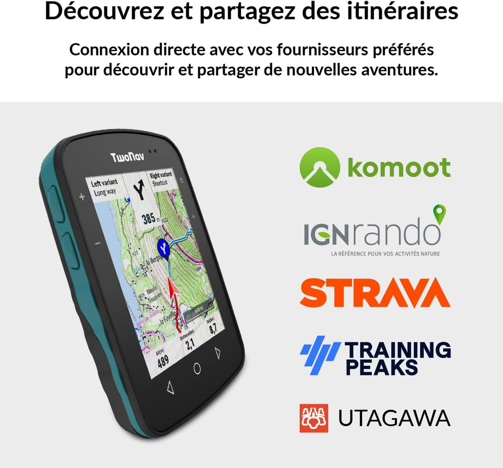 TwoNav Terra (64 GB) + Mapa completo de Francia IGN Top25 instalado, GPS deportivo con pantalla grande de 3,7 pulgadas para montaña, senderismo, BTT, ciclismo