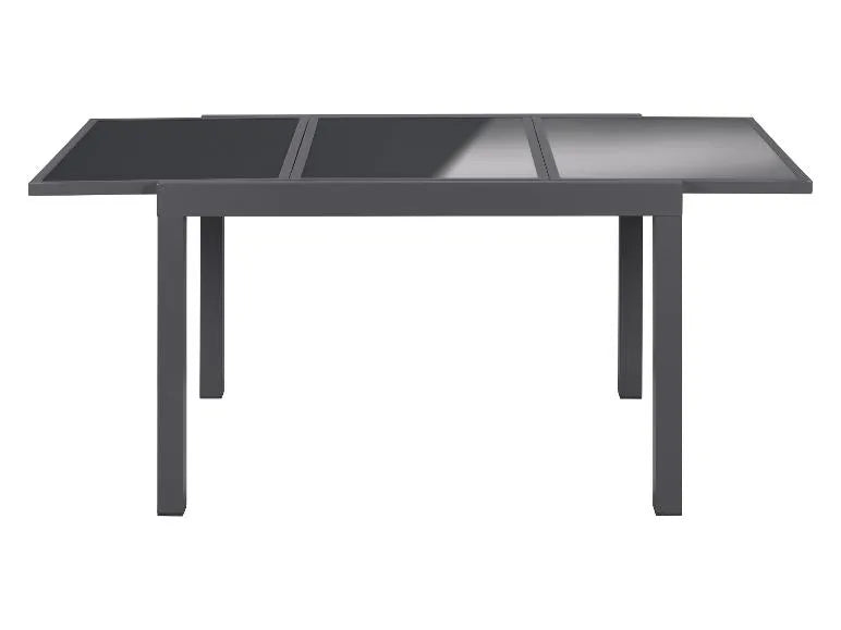 Conjunto de aluminio "Houston", 9 piezas: mesa extensible y 8 sillas de respaldo alto, gris