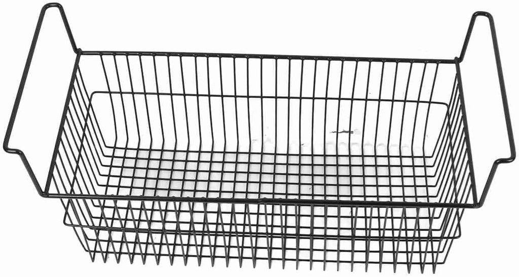 Organizer do zamrażarki skrzyniowej, głęboki kosz, do układania w stos, metalowy drut, czarny, do kuchni, lodówki, spiżarni (dł. 63 cm x szer. 27 cm x wys. 29 cm, uchwyt 9 cm)