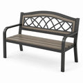 Banco de metal con plástico efecto madera 127cm negro marrón