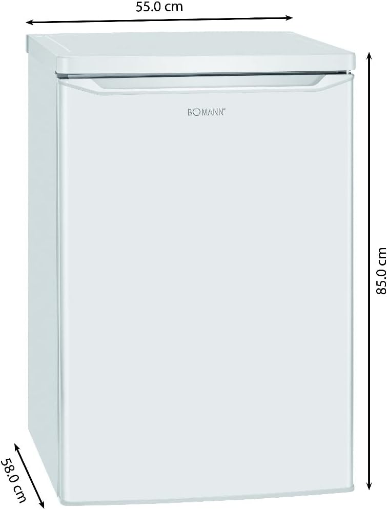 Refrigerador con congelador pequeño Bomann® | Refrigerador con 2 estantes | silencioso | con congelador de 4 estrellas | refrigerador pequeño con compartimento para frutas y verduras | bisagra de puerta reversible | KS 7251 blanco