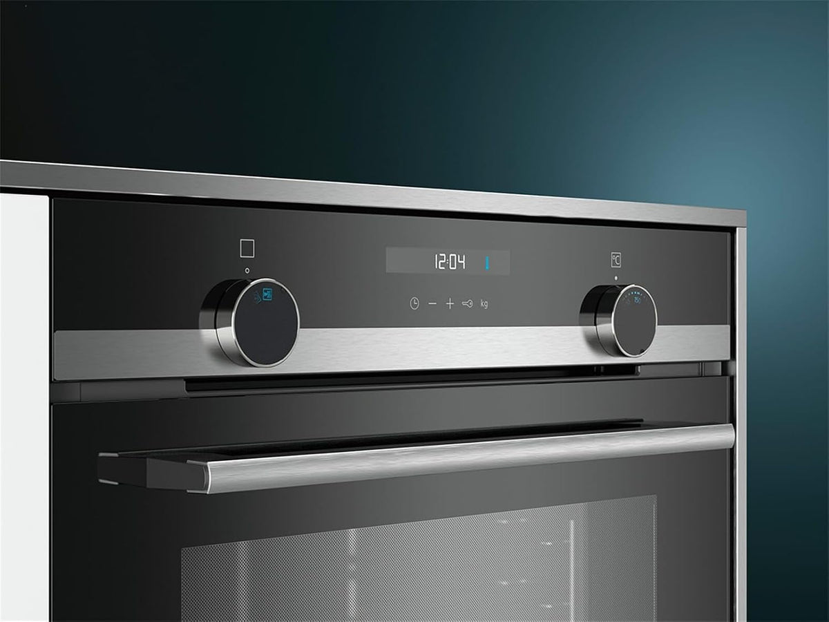 Horno eléctrico empotrable Siemens HB517ABS0 iQ500, acero inoxidable, cookControl10, precalentamiento rápido, aire caliente 3D plus, negro
