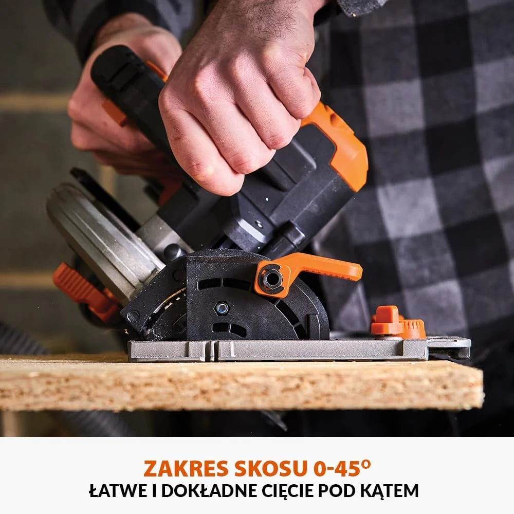Evolution Power Tools R185CCSX-Li Pilarka tarczowa akumulatorowa 18v Li-Ion EXT z tarczą TCT do wielu materiałów, do cięcia drewna, metalu, plastiku, akumulator i ładowarka w zestawie, 185 mm