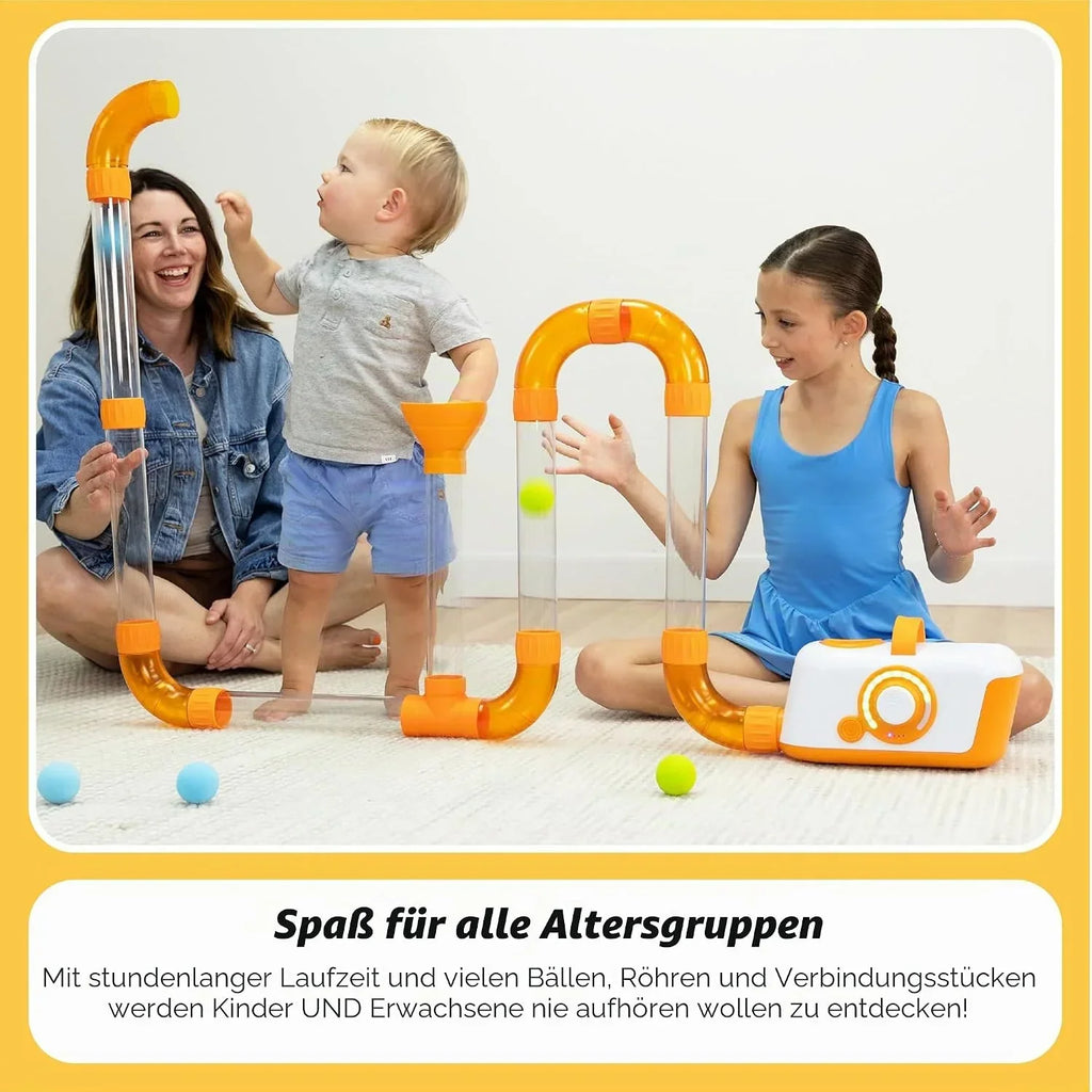 Juguete neumático STEM Air Toobz FA454-1, experimento de flujo de aire con sistema de tubos y bolas de espuma, a partir de 3 años