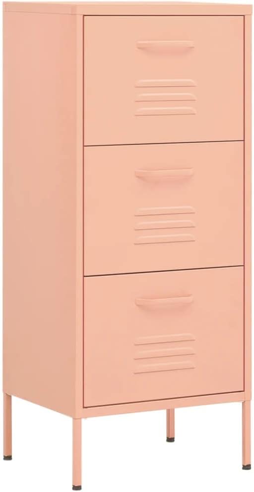 vidaXL Aparador Armario de almacenamiento Cómoda Alacena Armario de acero Estante Armario multiusos Librería Armario de pie Rosa 42,5x35x101,5 cm Acero