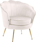 Silla tapizada Rosita I de CLP con revestimiento de terciopelo I Estructura de metal color dorado, color: crema