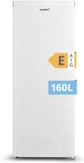 Congelador Vertical COMFEE' RCU160WH2(E) 160L - Altura 142cm - 183kWh/año - Puerta Reversible - Silencioso 42dB - Termostato Ajustable - Patas Regulables - Blanco