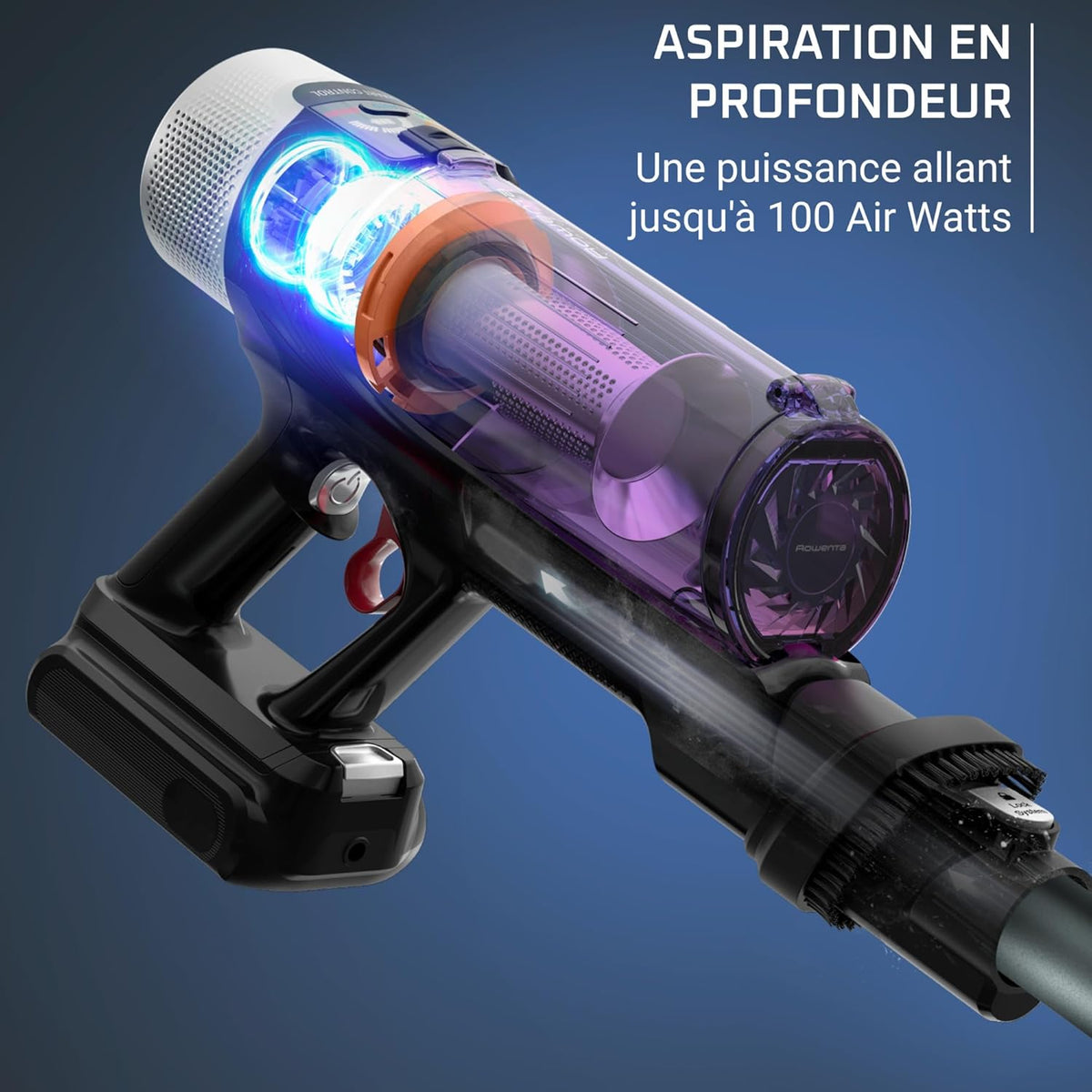 Rowenta X-Force Flex 9.60, Aspiradora escoba sin cable multifunción, Alto rendimiento con 100 AW, Autonomía de 45 minutos, Ultraligera, Tubo Flex, RH2047WO, Violeta