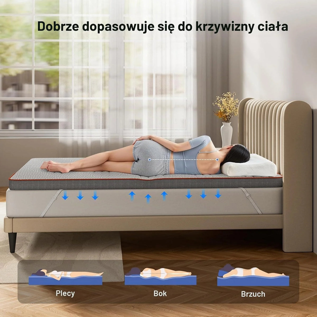 PERLECARE Topper 180 x 200 cm - 7,5 cm wysokość twardy topper na materac, twardości H3 H4 pianka żelowa z wysokiej jakości osłoną materacy, certyfikowany przez Oeko-Tex topper na materac do łóżka