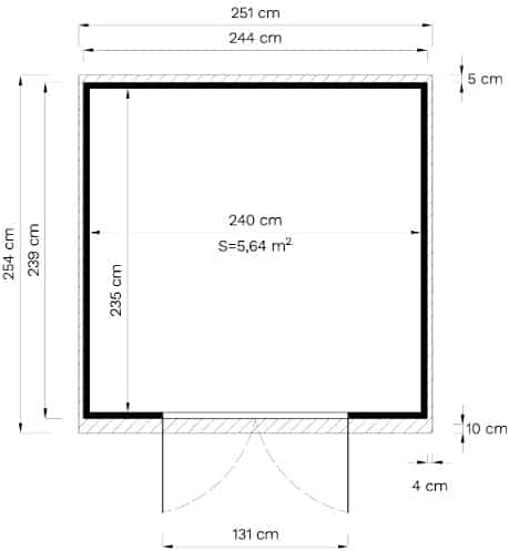 Caseta de jardín Alster, cobertizo de madera para herramientas, 251x254x210 cm, techo inclinado, incl. suelo, cobertizo de almacenamiento para jardín, cobertizo para bicicletas, 6m², pared de 19mm, acabado natural