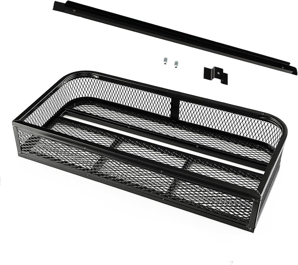SOARS Cesta de almacenamiento 92 x 44 x 16,5 cm, portaequipajes delantero de metal, recubrimiento en polvo, diseño de malla práctico, carga máxima 25 kg, para vehículo todoterreno