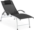 Blumfeldt Sun Valley - Tumbona con cojín, plegable, estructura de aluminio, respaldo ajustable en 4 posiciones, Sun Comfort, material: 70% PVC y 30% malla de poliéster Comfort, negro