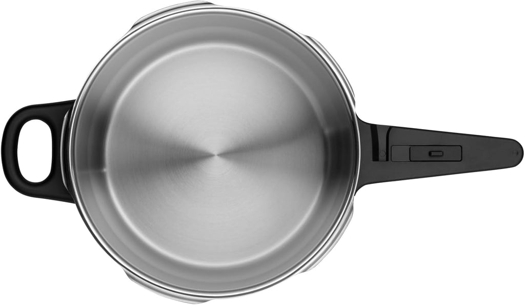 Juego de olla a presión WMF Perfect One Pot para inducción, 2 piezas, olla a presión de 6,5 l y 3 l, señal de cocción grande, 2 niveles de cocción, mango de tapa extraíble, acero inoxidable