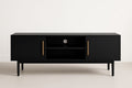Mueble de TV de MDF negro con tiradores de metal 120x40x50 cm