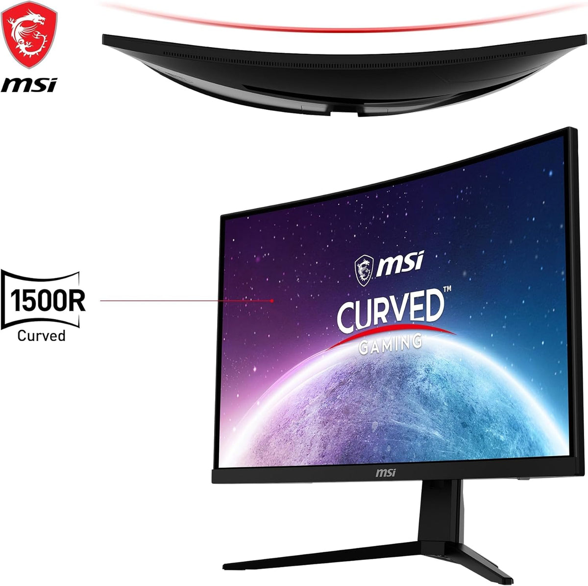 Monitor Gaming curvo MSI G2422C Full HD de 23,6" - Panel VA 1500R 1920 x 1080, 180 Hz / 1 ms, Adaptive Sync - DP 1.2a, HDMI 2.0b CEC