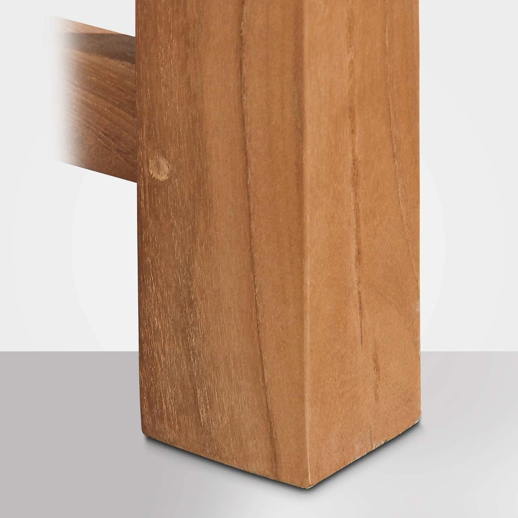 Banco de teca CLP Jackson V2 | Banco de madera resistente a la intemperie con respaldo | Banco de jardín estable de madera de teca maciza, color: Teca, tamaño: 120 cm