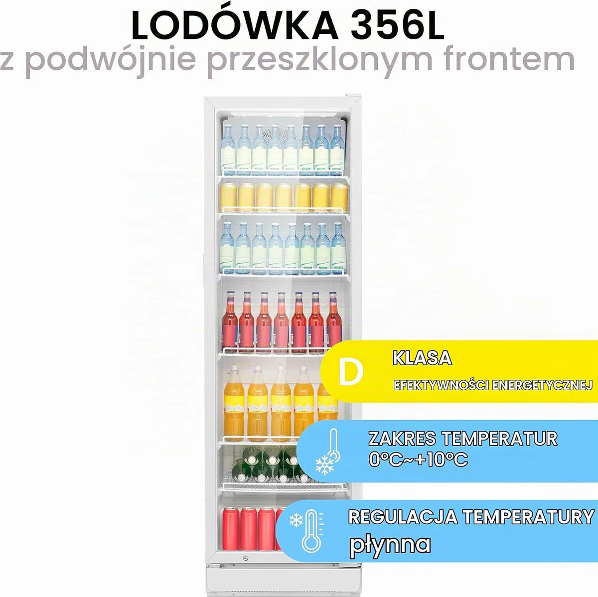 Bomann® Lodówka ze szklanymi drzwiczkami | lodówka na napoje zamykana | 6 półek z regulacją wysokości | 30 kg na półkę | 347 litrów | duża lodówka na butelki z oświetleniem LED | KSG 7351 biała