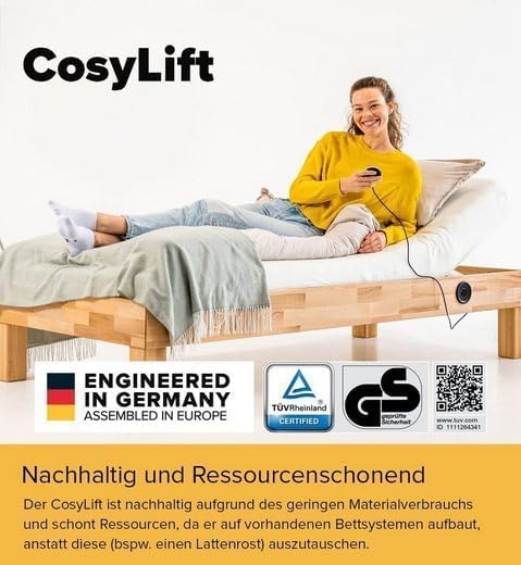 COSYLIFT Suplemento para somier, suplemento para cama boxspring: elevador eléctrico ajustable para somieres y colchones, para todas las camas y camas boxspring, con motor y mando manual