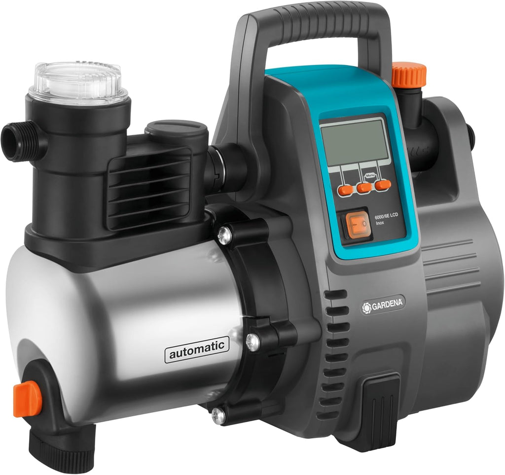 Gardena Premium Hauswasserautomat 6000/6E LCD Inox: Bomba de agua doméstica con caudal de 6000 l/h, motor de 1300 W, con pantalla LCD, carcasa de bomba de acero inoxidable de alta calidad (1760-20)