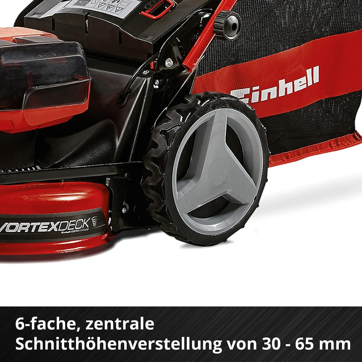 Cortacésped a batería Einhell GE-CM 36/47 S HW Li Kit Power X-Change (36 V, 47 cm de ancho de corte, hasta 700 m², sin escobillas, tracción a las ruedas, saco de recogida de 75 L, incl. 4x 4,0 Ah + 2x cargador doble)