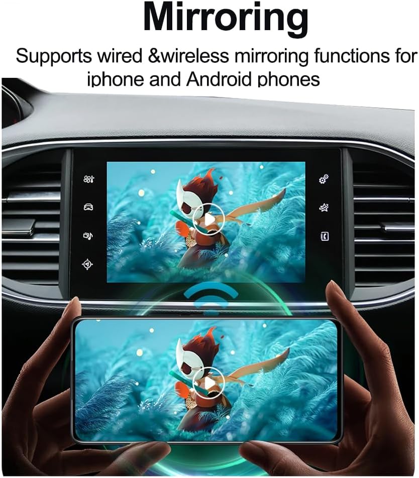 Adaptador inalámbrico CarPlay AUTOTOP, kit de reequipamiento y decodificador para Peugeot 208 de 7 pulgadas con Smeg MRN y Citroën Picasso C4, C5, DS4, DS3, 308, 508, 208, 3008 (2013-2016), compatible con CarPlay, Android Auto, Mirror Link y cámara.