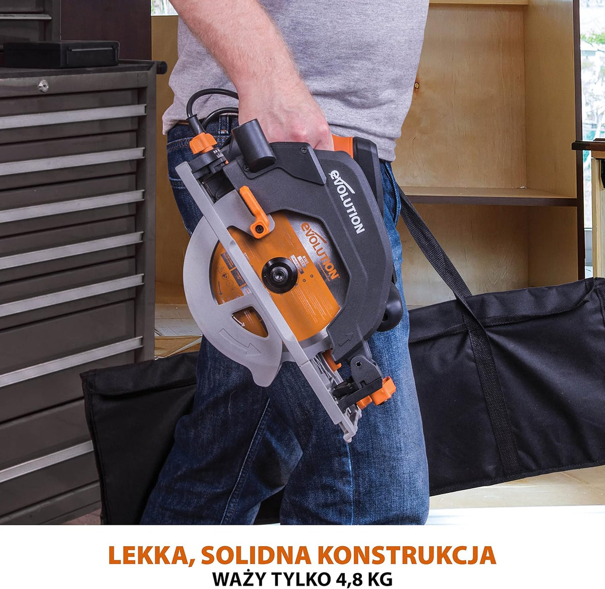 Evolution Power Tools R185CCSX Piła tarczowa i prowadnica do różnych materiałów, tnie drewno, drewno z gwoździami metal stal aluminium plastik, opcja odchylenia, w zestawie prowadnica 1020 mm, 185 mm