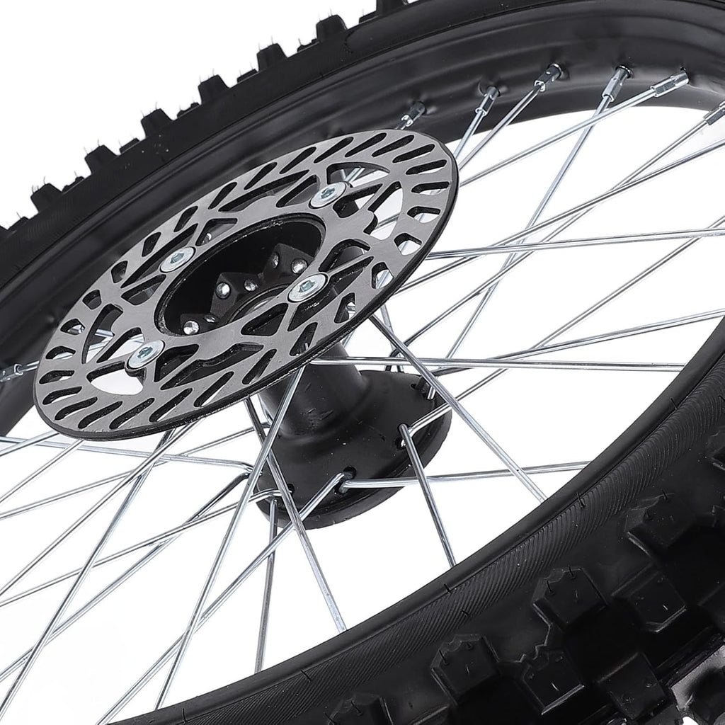 HUIOP Conjunto de llanta y neumático de rueda delantera de 17 pulgadas, cámara de aire 70/100-17 2.75-17, de 12 mm con rotor de freno para Dirt Pit Bike, optimizando el rendimiento con